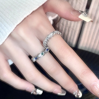  Thời Trang Hình Học Kim Cương Giả Kim Cương Mở Nhẫn Nữ Ngày Lễ Quà Tặng Phụ Kiện 