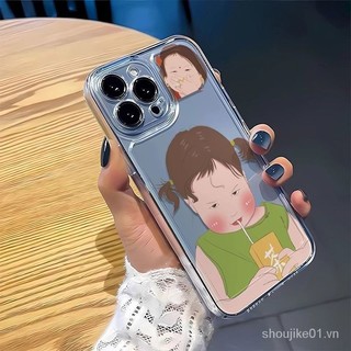 Ốp Điện Thoại Mềm Hình Cô Gái Uống Trà Sữa Cho Iphone 15 14 12 1311 12 11promax / xsmax / xs / xr