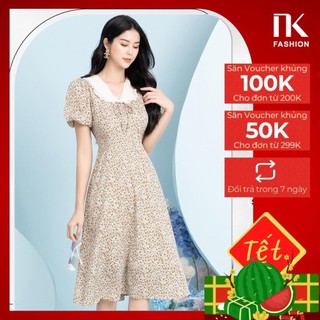 Đầm xòe tay bồng nk fashion chất liệu vải nhập cao cấp, thiết kế nhẹ nhàng nữ tính nkfdv2204001