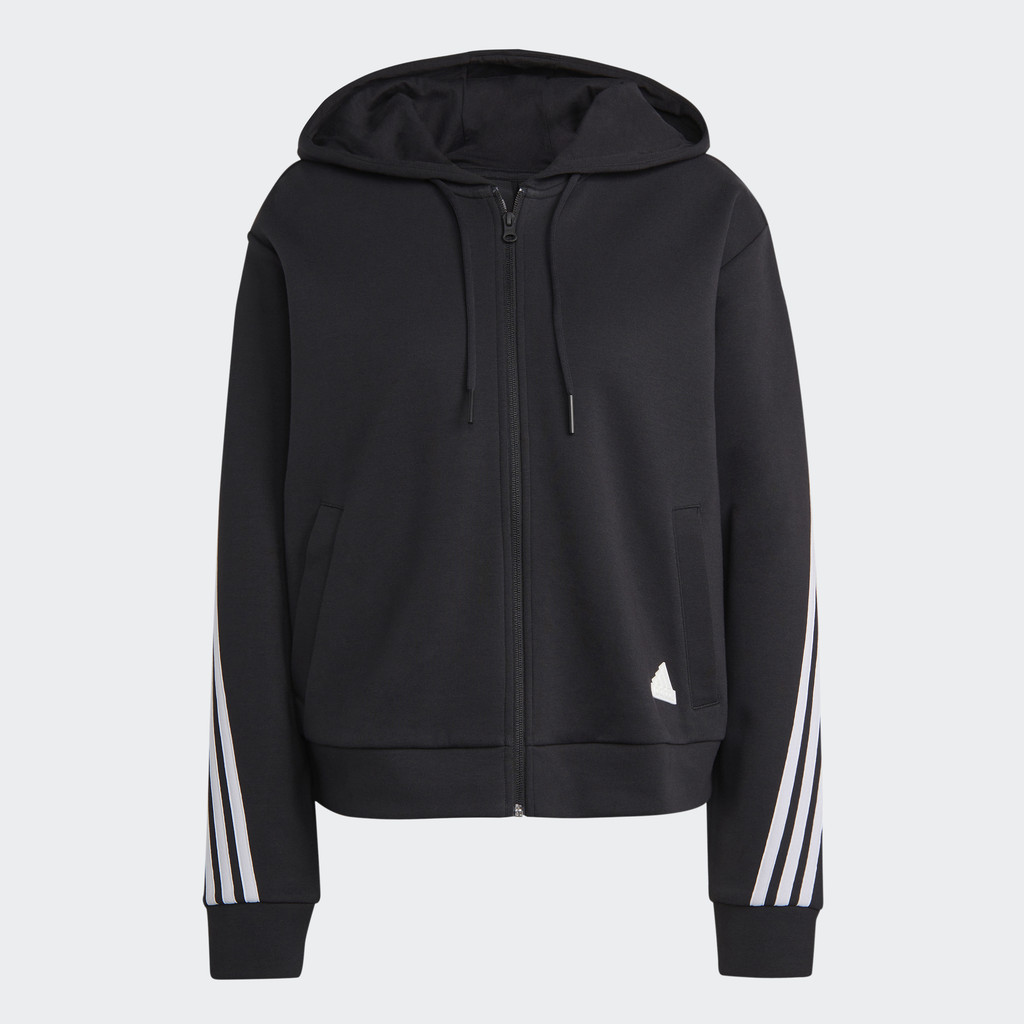 adidas Phong cách sống Áo Hoodie Khóa Kéo 3 Sọc Future Icons Nữ Đen HT4715
