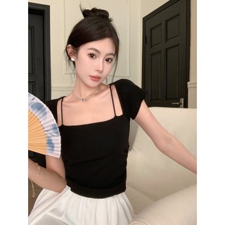 Áo sơ mi dệt kim cổ vuông xếp ly thời trang mùa hè đẹp dành cho nữ