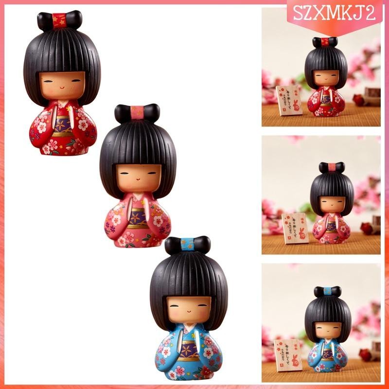 Búp Bê Kokeshi Cô Gái Điêu Khắc Truyền Thống Màu Sắc Đẹp Búp Bê Thu Nhỏ Châu Á Cho Vườn Cổ Tích Để Bàn Trang Trí Trang Trí