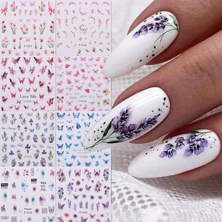 Hama Nail Nail Art Dán Bán Buôn Mùa Xuân 2024 Phong Cách Mới Hoa Nhiều Màu Sắc Họa Tiết Bướm Hoa Trang Trí Móng Tay Dán Đề Can