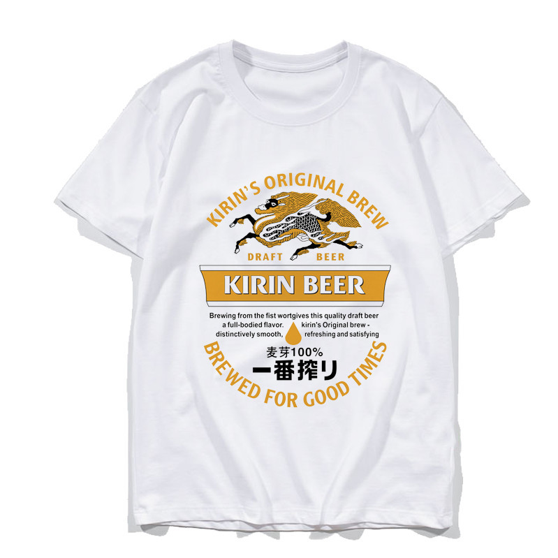 Hàng có sẵn Áo thun bia KIRIN / KIRIN bia Ichiban Bóp in hình ngắn tay nam nữ Cặp đôi Cotton nguyên chất Loose Top