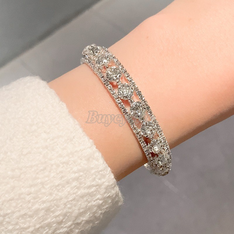 Vòng Tay Mở Đính Đá Pha Lê Toàn Phần Mới Cho Cô Dâu