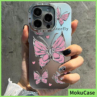 ốp iphone 11/12/13/14/15 Pro Max thẩm mỹ Pink butterfly silver Case For ốp lưng iphone 11,12,13,14,15,11PM,12PM,13PM,14PM,15PM