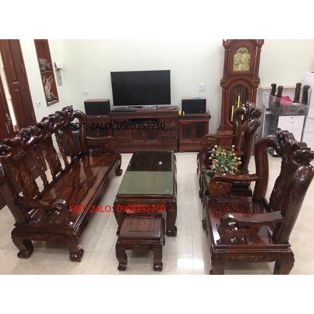 Combo bàn ghế + kệ tivi gỗ xoan đào