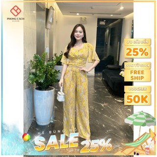 Set bộ áo crop top quần ống rộng cao cấp SJ1260 - Phong Cách SAIGON
