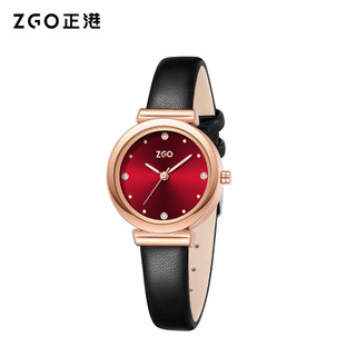 ZGO Đồng hồ nữ Pháp tròn cổ điển đơn giản dạ quang dây da chống thấm nước đi lại hàng ngày đồng hồ nữ quà tặng cho nữ 2137