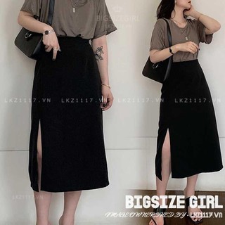 chân váy dài qua gối xẻ tà sau cạp cao bigsize chân váy nữ công sở đen lưng cao dáng xoè chữ a mùa hè Hàn Quốc Thời Trang đẹp