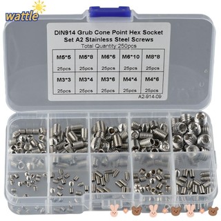 Bộ 250 ốc lục giác bằng thép không gỉ 304 kèm hộp đựng m3 m4 m5 m6 m8