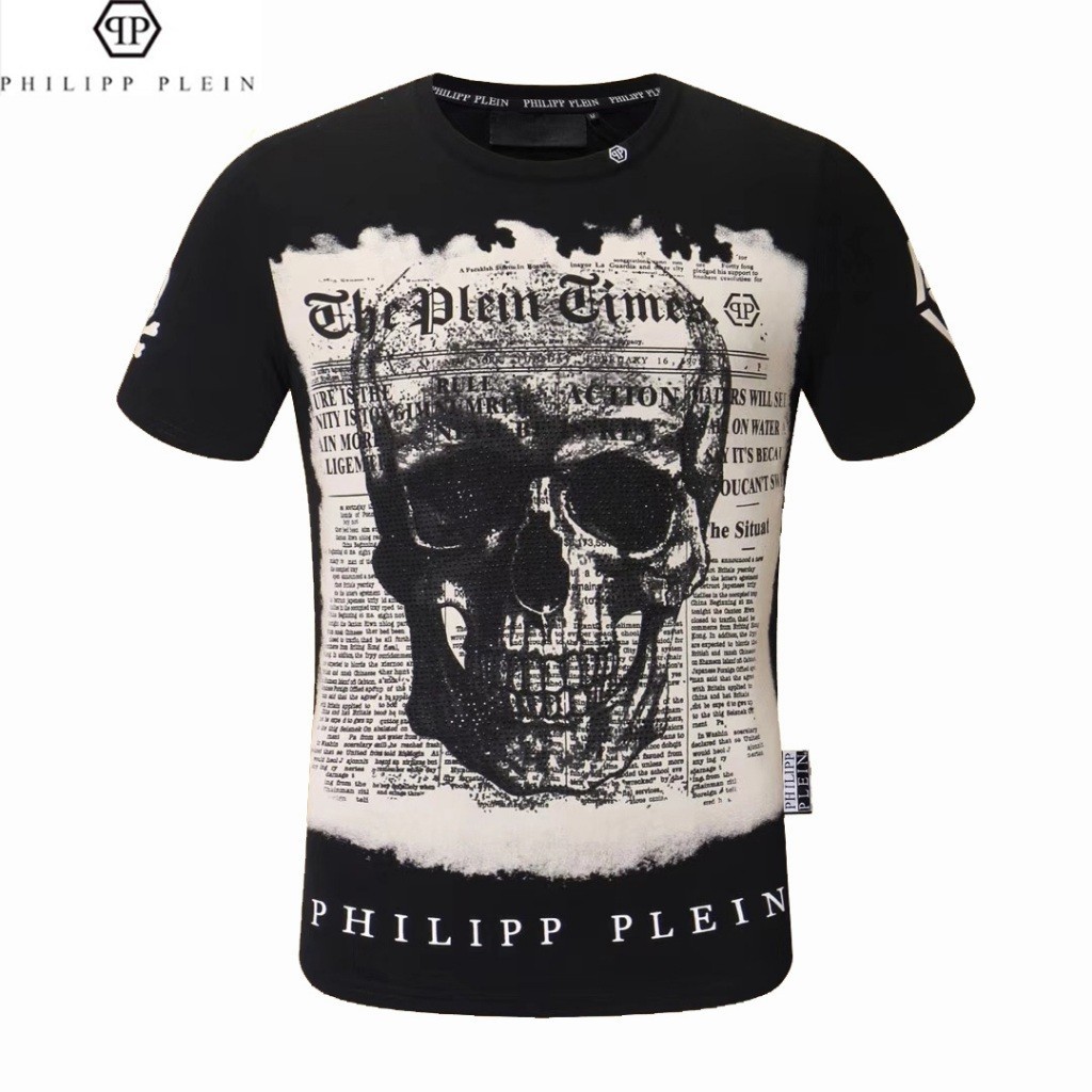 (Sản xuất tại Quảng Châu, Trung Quốc) Chất lượng cao Mùa Hè Phong Cách Mới PHILIPP PLEIN Nam Top Sli