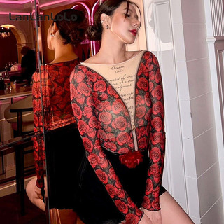 SIÊU ĐẶC BIỆT LanLanLo Nữ Thời Trang In Hình Cổ Tròn Dài Tay Lưới Ánh Sáng Dây Kéo Mỏng Thường Ngày Phù Hợp Với Hàng Đầu