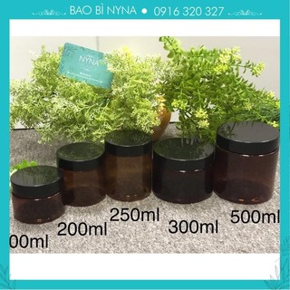 Hũ Pet nâu nắp nhựa đen 100ml