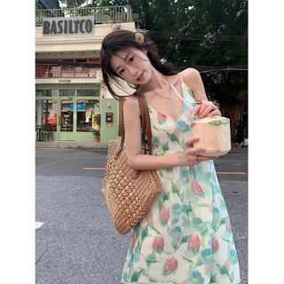 NZN Đầm đeo cổ chữ V đi biển thời trang mùa hè dành cho nữ