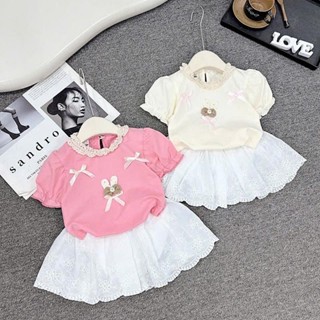 SÉT áo cotton ngắn tay bồng, chân váy xòe dời cho bé gái  cân nặng từ 6-16kg