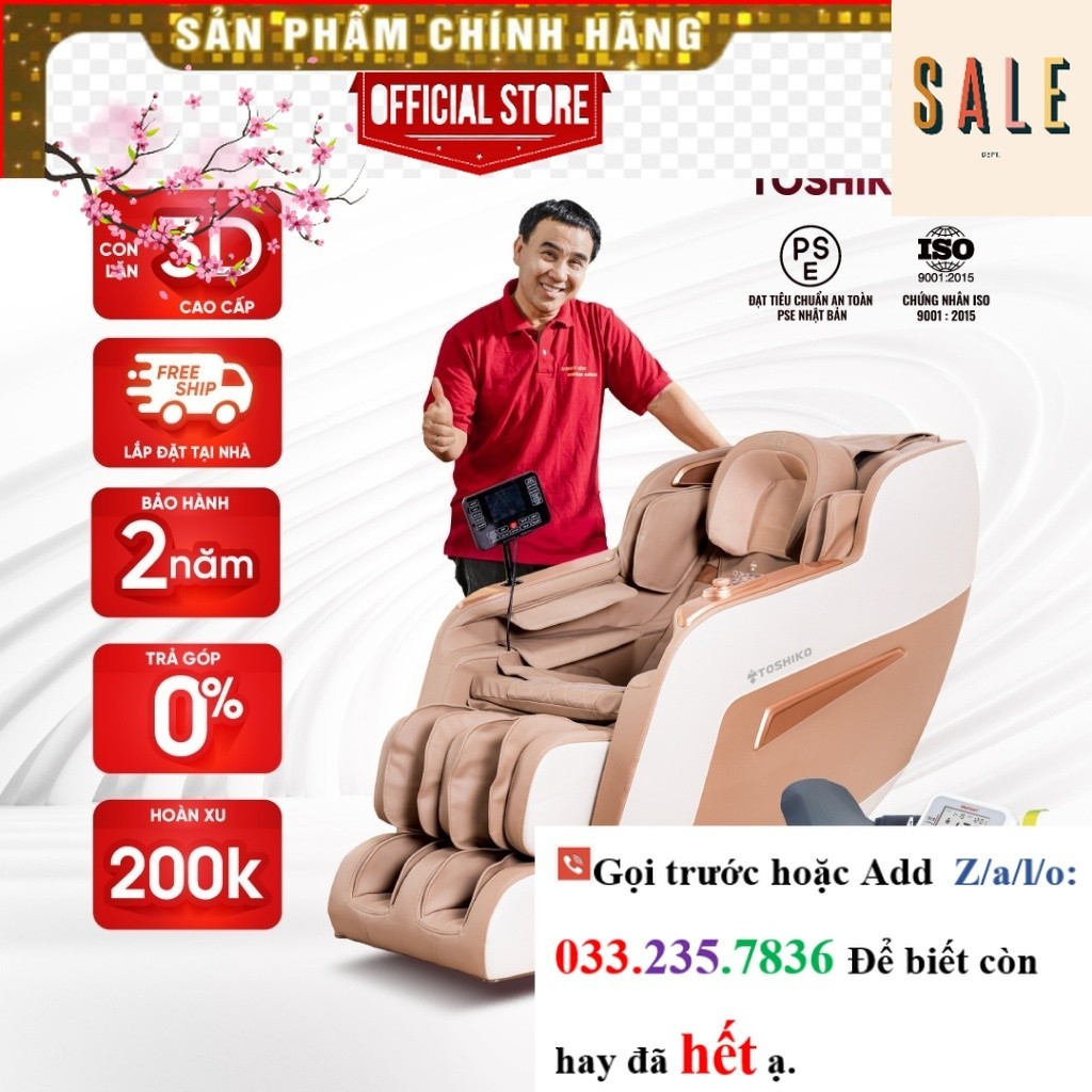  SỐC Ghế massage Toshiko T81 công nghệ con lăn 3D cao cấp