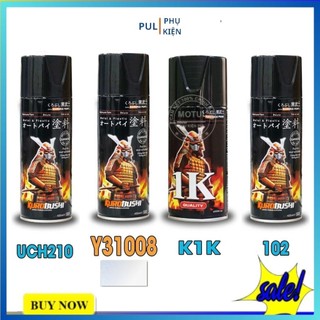 Combo 4 chai sơn samurai màu trắng mịn ya gồm Y31008 - UCH210 - 102 - K1K - giấy nhám P800