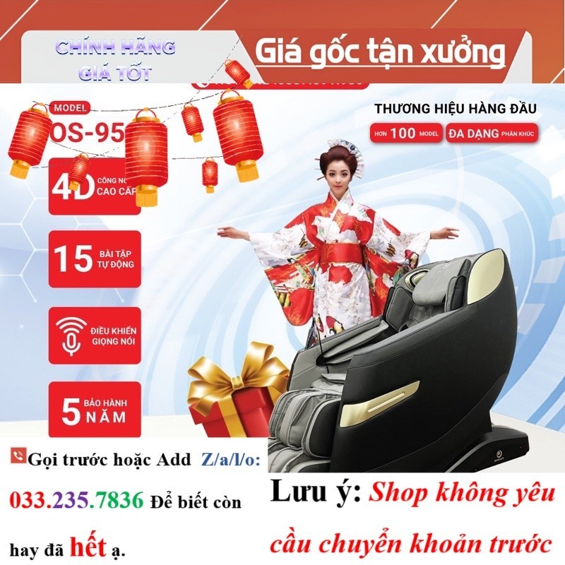 <new> Ghế massage toàn thân Okinawa OS-950 4D+, trị liệu , điều khiển giọg nói -
