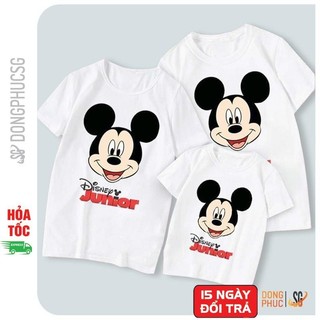 Đồ đôi mẹ và bé đồng phục áo thun gia đình 3/4/5 người mẫu Mickey thun cotton dày dặn GD407