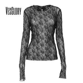 VesGlory Nữ Thời Trang Tay Dài Cổ Tròn Ôm Vừa Gợi Cảm Top