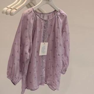 Ice gentle polka dot cotton linen áo sơ mi dài tay rời top clearance rò rỉ pick-up counter sơ mi sơ mi