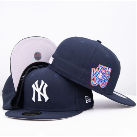 Mlb New York Yankees Mũ Thời Trang Hip Hop Size Nam Chữ Full Closed Mũ AA Xanh Đậm Mũ Vành phẳng