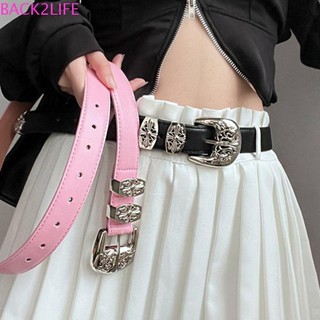 Back2life khắc chữ thập thắt lưng, thắt lưng rỗng hợp kim kim loại, khóa pin cá tính da pu thắt lưng khóa kim loại thắt lưng nữ