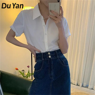 Áo sơ mi trắng tay ngắn DU YAN kiểu Pháp mùa hè, nữ mặc áo sơ mi muối rộng, áo kiểu dáng mới.
