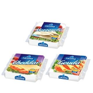 Phô mai lát lactima cheddar / gouda / mozzarella gói 200gr 12 lát