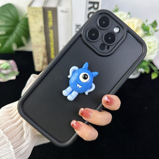 Quái vật màu xanh vui nhộn Thích hợp cho IPhone 11 1213 Pro MAX X XR XS MAX Cá nhân hóa Apple 7 Plus 8 Plus IPhone 14 15 Pro Vỏ mềm sáng tạo chống rơi Vỏ đen trắng
