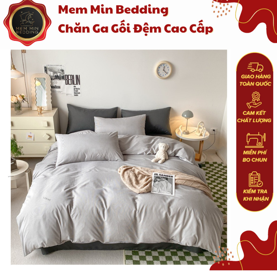 Bộ Chăn Ga Gối Nệm Tici Maslim, Set Tici Kẻ Tối Giản Và Thanh Lịch Hàng Nhập Khẩu Cao Cấp  - Memminbedding