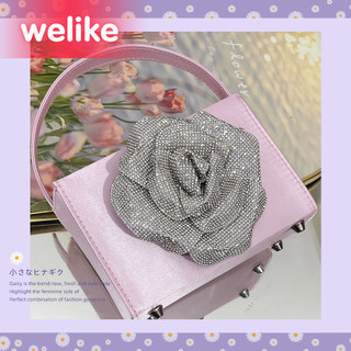 Phong Cách Pháp Nhỏ Túi Vuông Ins Xiaohongshu Cùng Phong Cách Hoa Hồng Kim Cương Giả Hoa Bộ Quà Tặng Túi Kim Cương Vintage Satin Túi Xách Nữ