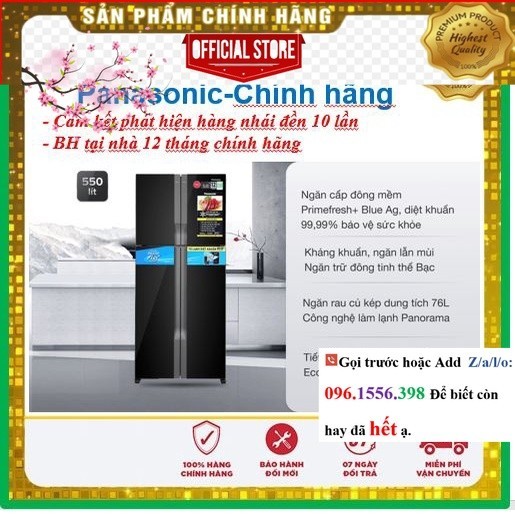 <Sale> Tủ Lạnh Panasonic Inverter NR-DZ601VGKV 4 Cánh 550 Lít < Chính hãng BH:24 tháng tại nhà toàn 
