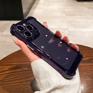 Ốp Điện Thoại Acrylic Màu Tím Trong Suốt Chống Sốc Cho iPhone 11 12 13 14 Pro Max Plus XR X Xs Max