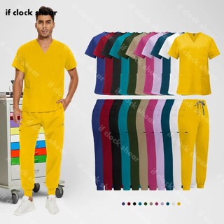 Unisex Phẫu Thuật Đồng Phục Phụ Kiện Y Tá Thú Cưng Phòng Khám Thú Y Chà Đồng Phục Nha Khoa Bệnh Viện Làm Việc Quần Áo Y Tế Điều Dưỡng Phù Hợp Với