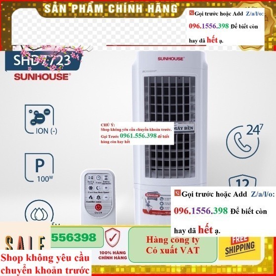 Sale  [CHÍNH HÃNG] Quạt điều hòa hơi nước Sunhouse SHD7723 (thanh lý trưng bày )- Mới 100%