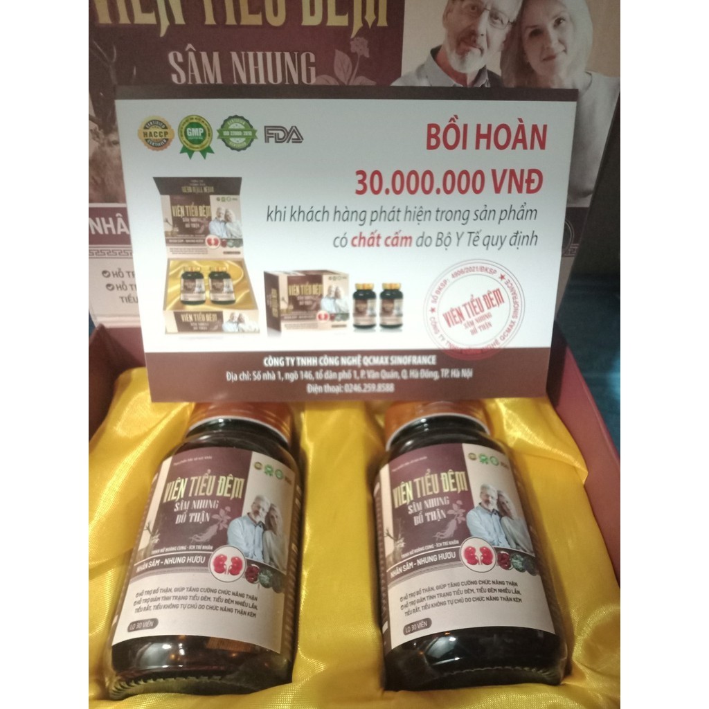 ( hộp 2 lọ x 30 viên ) Viên tiểu đêm sâm nhung bổ thận dùng cho cả nam và nữ