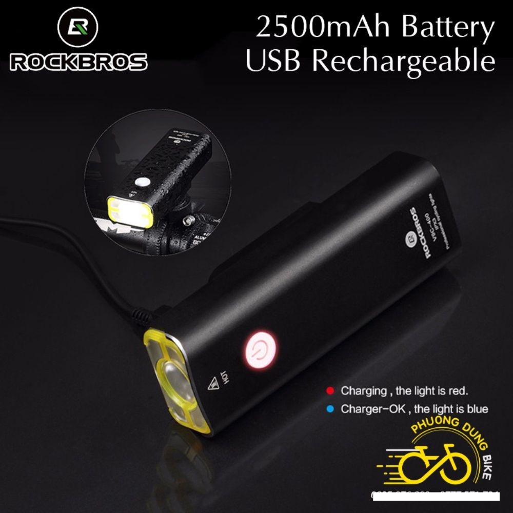 Đèn xe đạp - Đèn pin siêu sáng xe đạp ROCKBROS V9C800 800LM