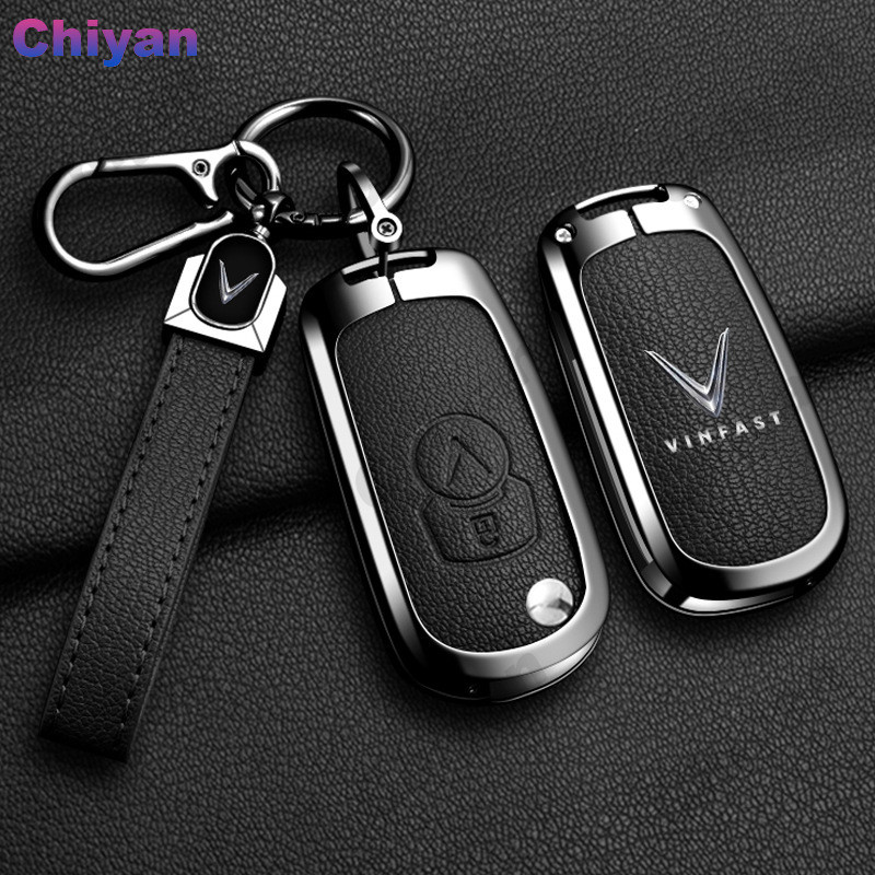 Hợp Kim Kẽm Da Dê Da Thật Chính Hãng Gấp Chìa Khóa Xe Ô Tô Vỏ Vỏ Đựng Móc Khóa Phụ Kiện Nút Bảo Vệ Cho VinFast Fadil
