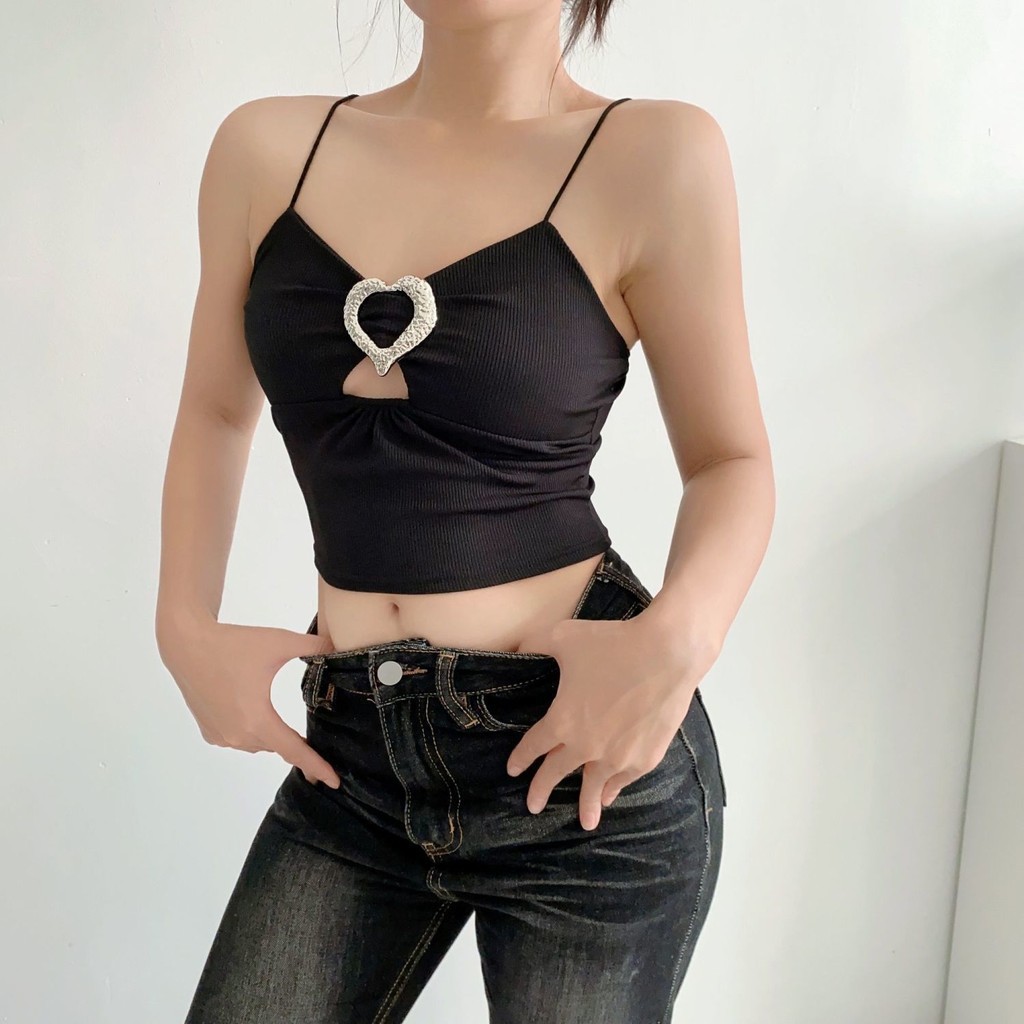 Đầm Ngắn Hai Dây Màu Đen Thiết Kế Khoét Lỗ Thời Trang Mùa Hè Quyến Rũ Cho Nữ