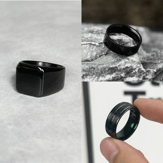 Combo 3 Nhẫn Đen, thiết kế Unisex nam nữ cá tính, thép titan không gỉ - Cactus Accessoriess