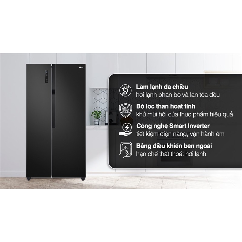 Tủ lạnh LG Inverter 519 lít Side By Side GR-B256BL đời mới 2023
