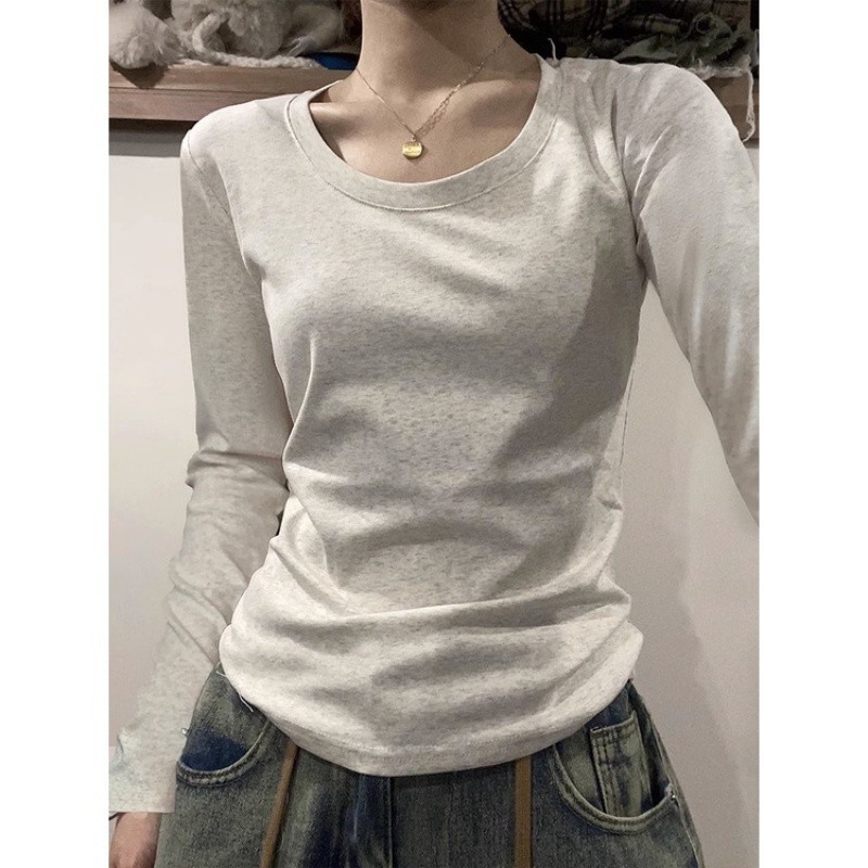 【100% cotton】Áo baby tee Áo croptop Tay Dài  Áo Sơ Mi Nữ Mới Áo Thun Dáng Ôm Thời Trang Thu Đông 2024 Cho Nữ | BigBuy360 - bigbuy360.vn