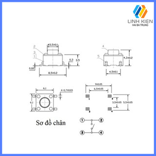 [Có sẵn] Nút nhấn 4 chân 6x6 chân dán SMD (SL 10c)