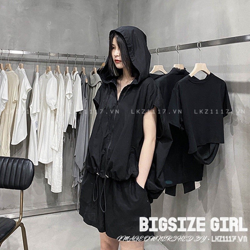 Set bộ đồ nữ thể thao Bigsize Áo Hoodie kèm Quần Đùi ống rộng Mùa Hè Phong cách Thời Trang Hàn Quốc đẹp