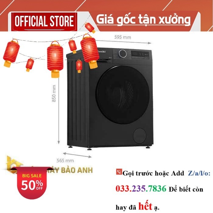 [Miễn phí giao lắp HN] Máy giặt Funiki 9.5 kg HWM F895ADG cửa trước, màu đen <new