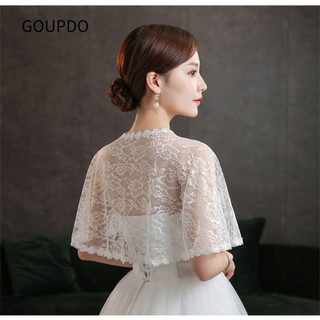 GOUPDO Khăn choàng cô dâu Khăn choàng vải tuyn thanh lịch Bọc cô dâu Áo choàng mềm cho đám cưới Khăn choàng cô dâu