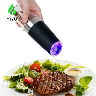 YIYU Máy xay tiêu điện, tự động với đèn LED Máy xay tiêu cảm ứng trọng lực nhẹ, Giá đỡ máy nghiền gia vị Lọ gia vị có thể điều chỉnh Độ thô Máy xay gia vị cà phê