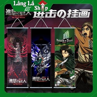 Poster vải lụa tranh lụa treo tường hình Anime Manga - Attack on Titan (Tấn công người khổng lồ) Size 30x70cm